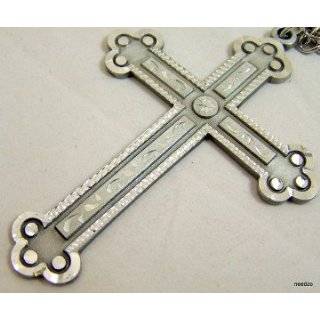 Silver Pewter Bishops Clergy Pectoral Cross With Chain Fine Religious 