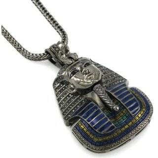 Large Gold Plated Egyptian King Tut CZ Pendant: Jewelry: 