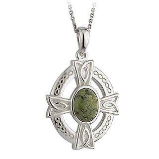  Connemara Marble & Marcasite Oval Pendant Jewelry