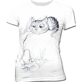    Alice In Wonderland   Chesire Cat Juniors T Shirt: Clothing