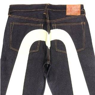   Evisu Diacock Embroidered Brushed Denim Jeans (White) 