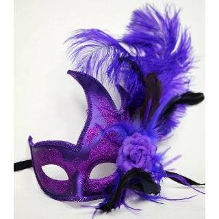  Venetian Purple Half Face Mask with Leaf Design on Side 