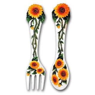    SUNFLOWER Large 17 Spoon & Fork Wall Decor Set NEW