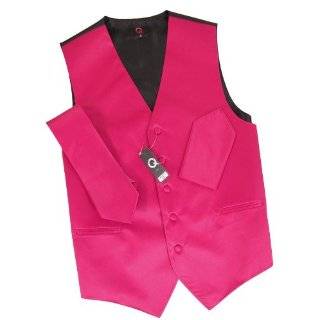   Wedding Vest Set Solid Pink 3pcs Tuxedo Vest + Necktie + Handkerchief