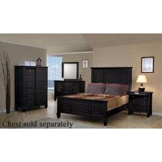  4pc Queen Size Bedroom Set Cape Cod Style in Black Finish 