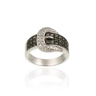    Sterling Silver Black Diamond .43ct. TDW Belt Buckle Ring Jewelry