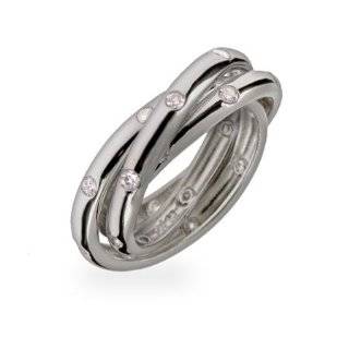 Sterling Silver Russian Wedding Ring with CZ Band Size 7 (Sizes 5 6 7 