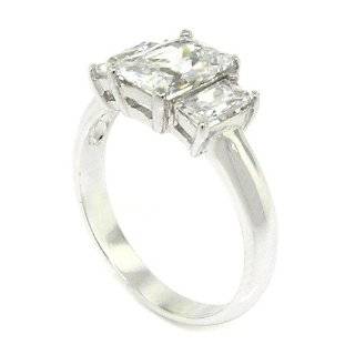  Classic Engagement Ring w/Rectangular Radiant White CZ 