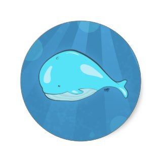 Cartoon Whale Round Sticker