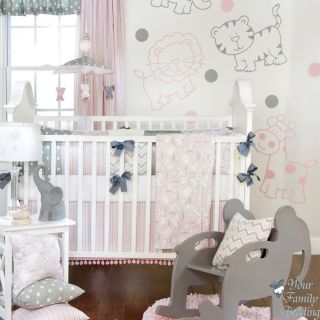 Glenna Jean Baby Girl Pink Gray Elephant Giraffe Crib Nursery Bedding Quilt Set