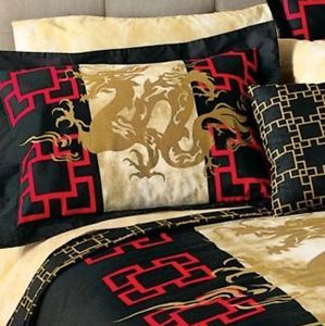 Oriental Asian Medieval Dragon King Size 8PC Comforter Sheet Bed in A Bag Set