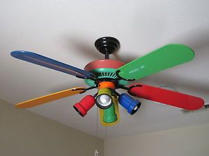 52 Vintage Hampton Bay Primary Colors Ceiling Fan 353 220 W Light Kit