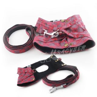 Red Large Puppy Dog Pet Cat Harnes Soft Mesh Dog Harness and Leash
