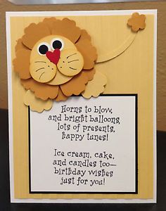 Lion Punch Art Stampin' Up Birthday Card Kit 5 Cards