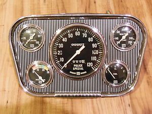 Vintage Stewart Warner 5 Gauge Panel Instrument Cluster SW Speedometer Hot Rod