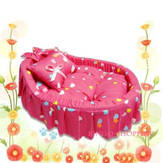 Gorgeous Princess Pet Dog Cat Bed House Sofa 100 Cotton 1CUTE Pillow Pink Small