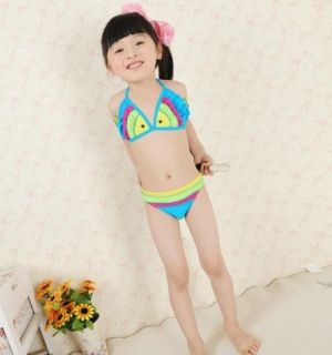 2pcs Baby Girl Kid Toddler Swimsuit Bikini Swimwear Fish Bathing Swim Costume