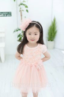 Kids Toddlers Girls Lovely Sleeve Cotton Flower AGES2 7Y Tutu Skirt Dress
