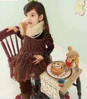 New Kids Toddlers Girls Princess Long Sleeve Velvet Tutu Dress Age 3 10Years