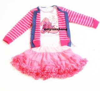 3pcs Baby Girl Kid T Shirt Coat Top Skirt Tutu Dress Outfit Costume Clothes 0 5Y