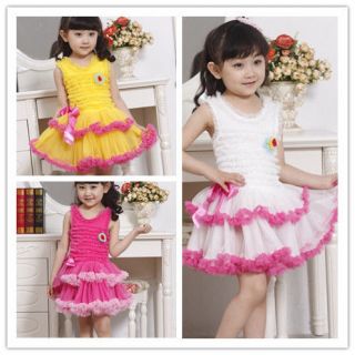 New Kids Toddlers Girls Party Princess Flower Sleeveless Tutu Dress AGE2 8Y