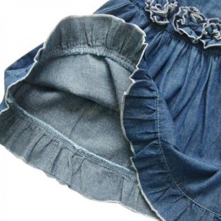 Girls Kid Casual Denim Flower Straps Dress Jeans Cowgirl Costume Skirt 2 7 Years