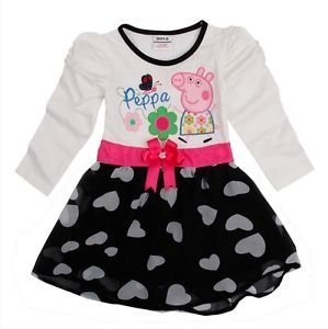 Peppa Pig Girls Baby Cotton Chiffon Flower Party Top Dress Heart 2 3Y Clothing