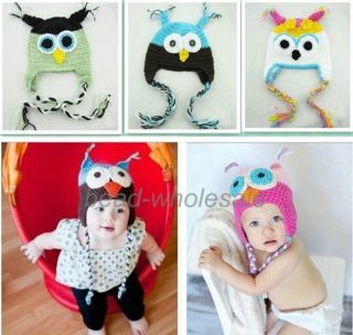 Fashion Toddler Baby Girls Boys Cute Owls Animal Crochet Knit Woolly Cap Ear Hat