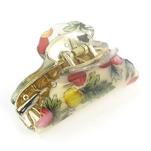 Milticolor Leaf Floral Printed Plastic Hair Claw Clamp Clip for Ladies Women