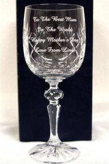 Engraved Crystal Wine Glass 18th 21st 30th 40th 50th 60th 65th Birthday Gift
