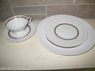 Rosenthal Taupe Band China Dinnerware Lot 60s 70s Mid Century Modern 5pc Setting