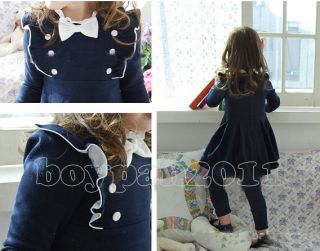 New Kids Toddlers Girls Princess Long Sleeve Navy Pink Colour Dress AGE2 7 Years