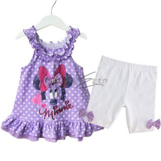 Girls Minnie Mouse Polka Dots Top Dress Kids Pants Legging Outfit 12 24 Months