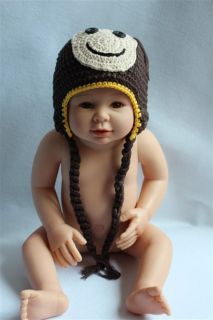 New Handmade Baby Knit Crochet Sock Monkey Orangutan Hat Cap Newborn Photo Prop