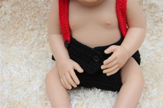 New Cute Handmade Red firemen Baby Knit Crochet Hat Nappy Newborn Photo Prop