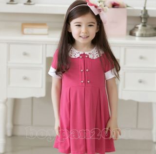 Lovely Kids Toddlers Girls Beautiful Lace Doll Collars Dress New Age 2 7Y