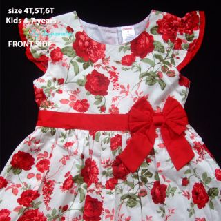 NWT Gymboree Floral Baby Girls White Dress Red Rose Flower, Kid 5 7 years