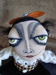 OOAK Pfatt Primitive Folk Art Halloween Beanie Pinwheel Doll Joyce Stahl Ehag