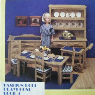 The Dining Room in Plastic Canvas Pattern Book Fashion Doll Playhouse Book 4