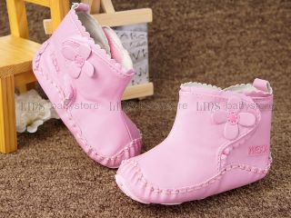 New Toddler Baby Girl White Pink Boots Shoes Size 3 6 9 Months
