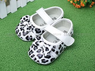 New Toddler Baby Girl White Brown Leopard Mary Jane Shoes UK Size 1 2 3