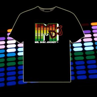 Music Sound Activated LED Light Up and Down El T Shirt Personality DJ XL