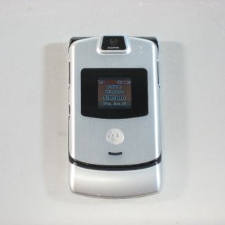 Motorola RAZR V3m CDMA Camera Flip Phone Silver Verizon Used C Stock