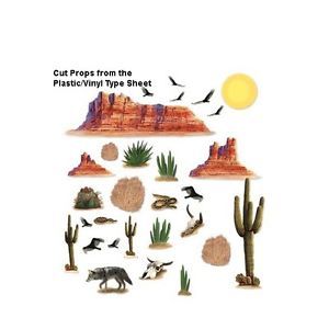 Western Desert Add on Props Scene Setters Decorations Cowboy Party Supply Wall