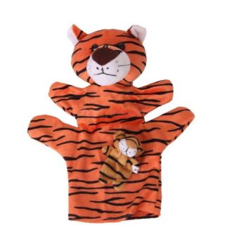Tiger Parent Child Style Velvet Hand Puppet and Finger Puppet Set Kids Plush Toy