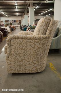 Huntington House Furniture White Swirl Patterned Swivel Glider Chair