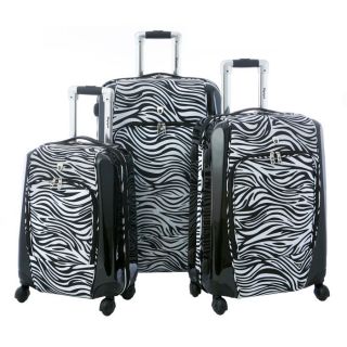 Olympia Mankato Hybrid 3 Piece Luggage Set Zebra Black