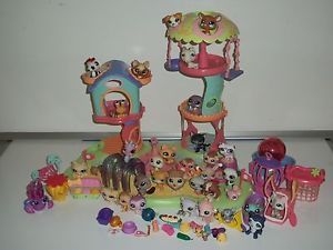 Littlest Pet Shop Lot Play House Dogs Cats Birds Food More