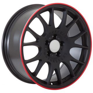 18 inch Audi Wheels Rims Black Red Stripe BBs Style