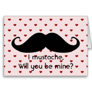 Funny mustache Valentine's Day hipster hearts card